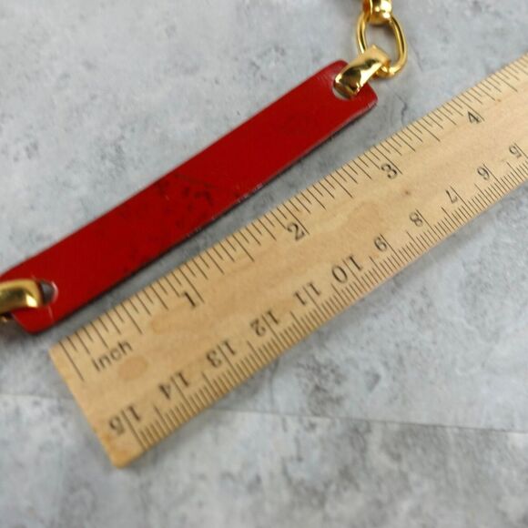 VINTAGE Gold Chain Belt Size Small Red Leather Metal‎ Link Ladies 90s Fashion main image 11